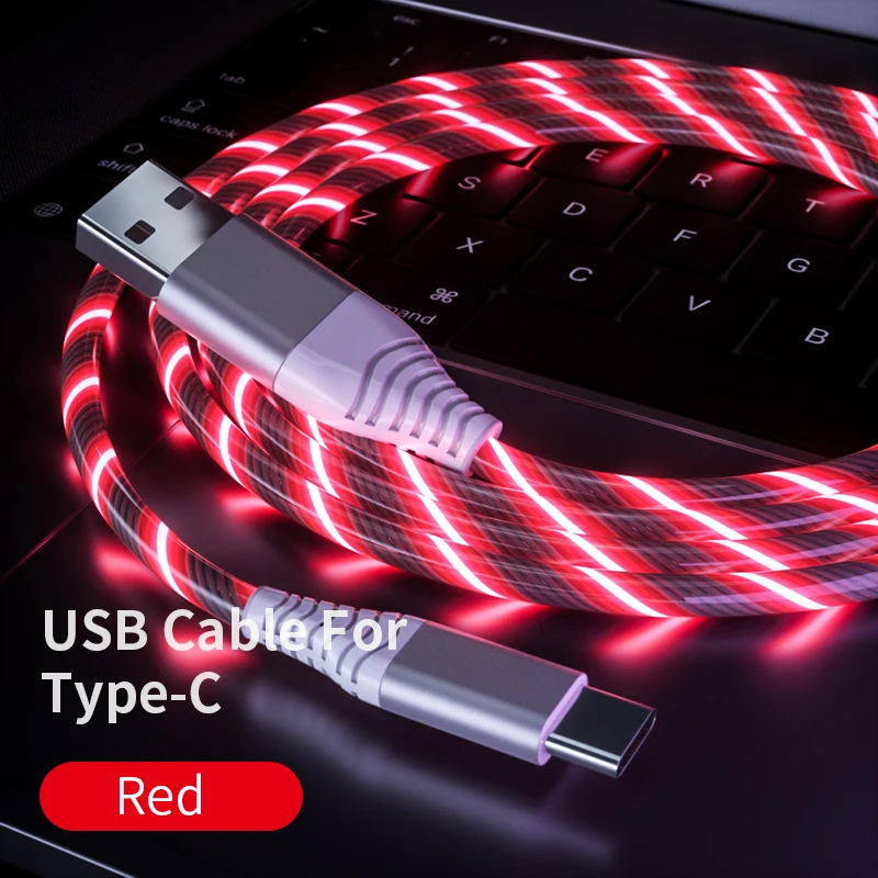 Meide 2 м осветительный светильник LEB USB кабель для быстрой зарядки типа C/Micro/Apple для samsung XiaoMi HUIWEI OPPO LG iphone11 - Цвет: For Type-C Red