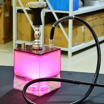 

Transparent Acrylic Shisha set with LED Light Sheesha Narguile Chicha Hookah Box include Silicon Bowl&Clip&Pipe Hose Shisha Pipe