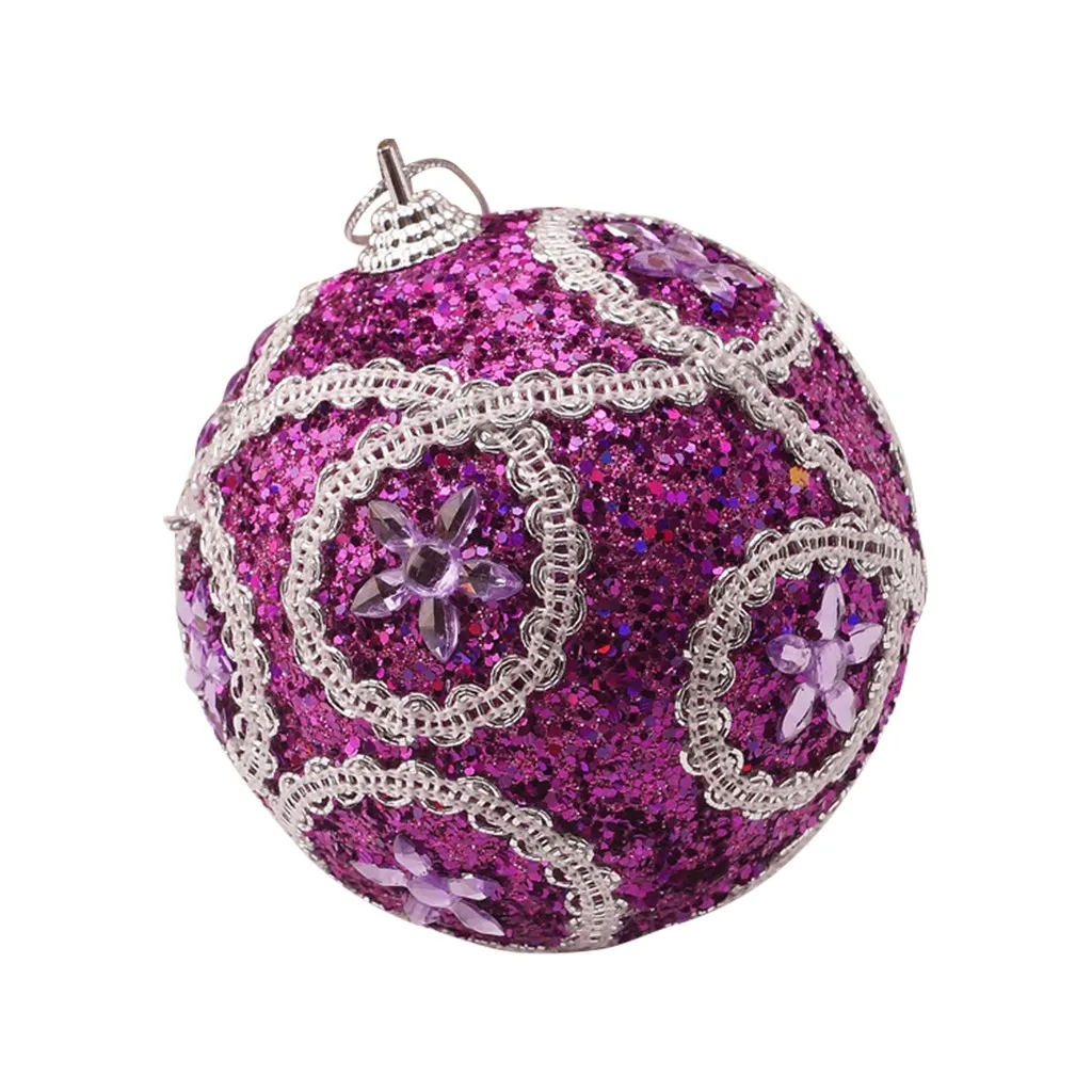Рождественский шар елочные украшения Стразы блестящие шары шар орнамент с рождественской елкой украшение 8 см bombki choinkowe - Цвет: T