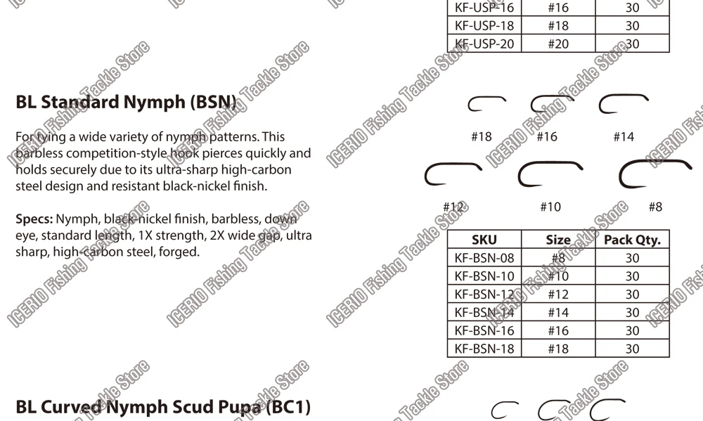 ICERIO, 30 шт., для соревнований, для ловли нахлыстом, Стандартный, для завязывания мух, крючок для сухой, влажной Нимфы, ширмп, Caddis, стример, форель, муха, крючок