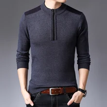 Осенне-зимний теплый свитер Мужской трикотажный пуловер мужские полуводолазки на молнии мужские свитера