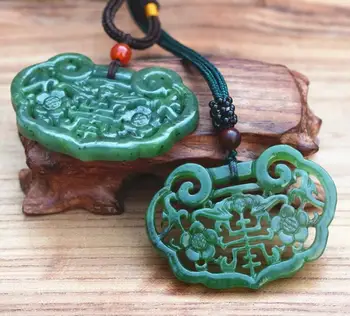 

JASPER PENDANT NATURAL REAL GREEN HETIAN NEPHRITE PENDANT NECKLACE HOLLOW-OUT PENDANT GIFT FOR WOMEN JADES JEWELRY