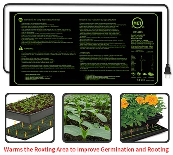 

20*10inch Seedling Heating Mat Waterproof Seeds Plant Growth Fermentation Heating Pad With 50*25cm Garden Supplies