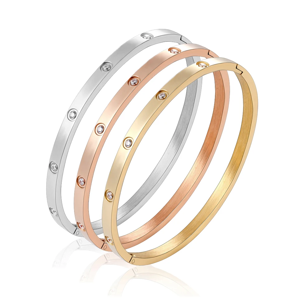 Lovers Bracelets Woman Bracelets Stainless Steel Bangles and Bangles Cubic Zirconia Golden Woman Jewelry Gifts bangle bracelet,stainless steel bracelet,zircon bracelet,zirconia bangle