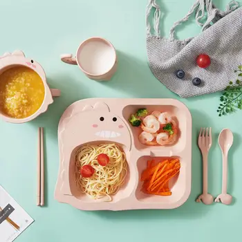 

1pc Creative Cute Dishes Bowl spoon Tableware Set Kid Children Baby Feeding Food Plate Tray Holder Dinner Plates with Fork Spoon