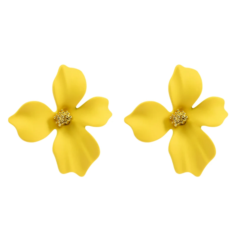 SHUANGR Sweet Jewelry Spray Paint Stud Earrings Flower Earrings Statement Trendy Brincos Gift for Girls Gift Pendientes - Окраска металла: S05993