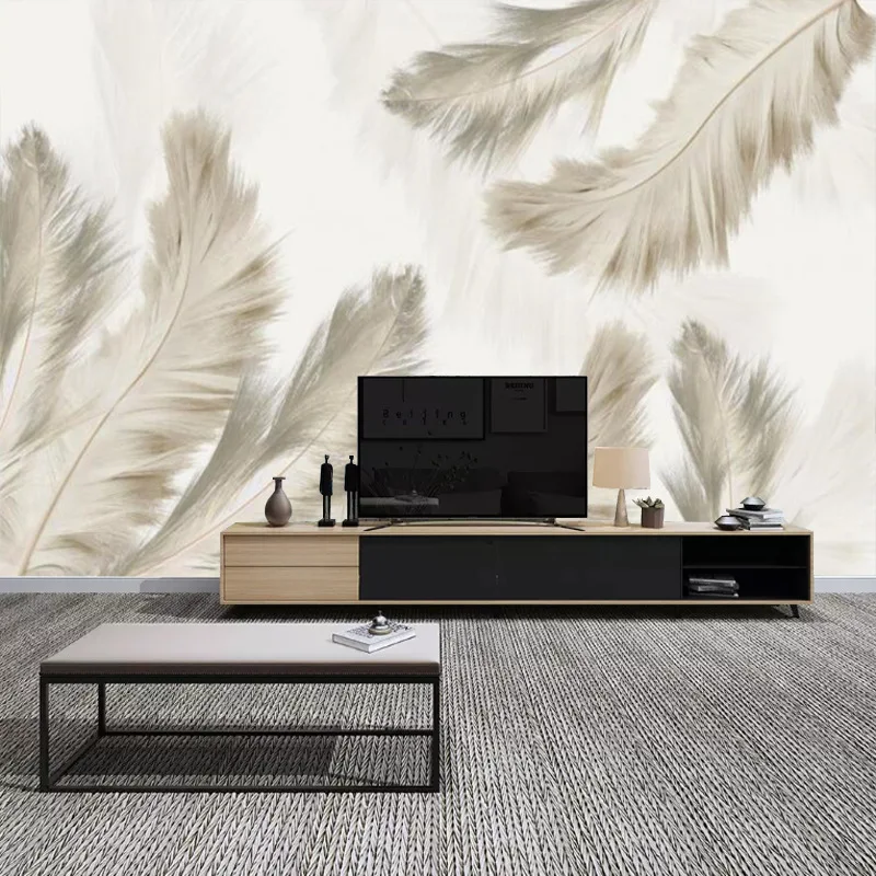 

3D Modern Northern European-Style Abstract Hand-Painted Feather Customize the Murals Sofa TV Backdrop Wallpaper Wall Cloth