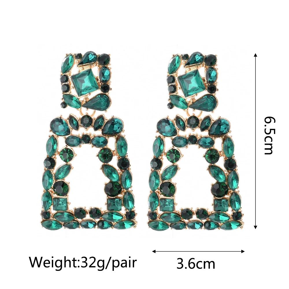 Ztech New Green Series Set Earrings Designer Jewelry Crystal Tassel Za Accessories Handmake Statement Bijoux Pendientes Brincos
