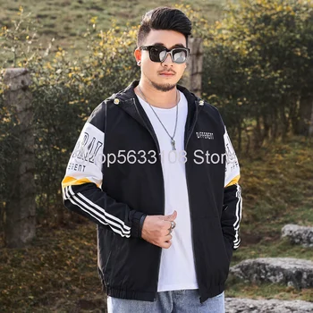 

J1512 Jacket Zipper Cardigan Fat Men Plus Fat Version With Cap Leisure Sports Coat Male Plus
