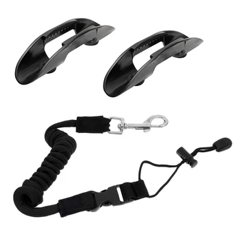 

2 Pack Kayak Paddle Holder Clips Deck Mounted with Flexible Kayak Paddle Board Leashes Strap Bolt Snap