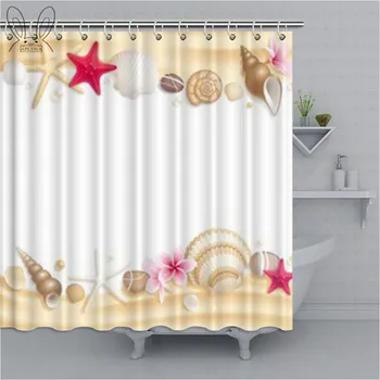 

Aplysia Shower Curtain Starfish Nautical Seashell Fabric Coastal Sea Shell Fishing Net Marine Ocean Bathroom Curtain Home Decor