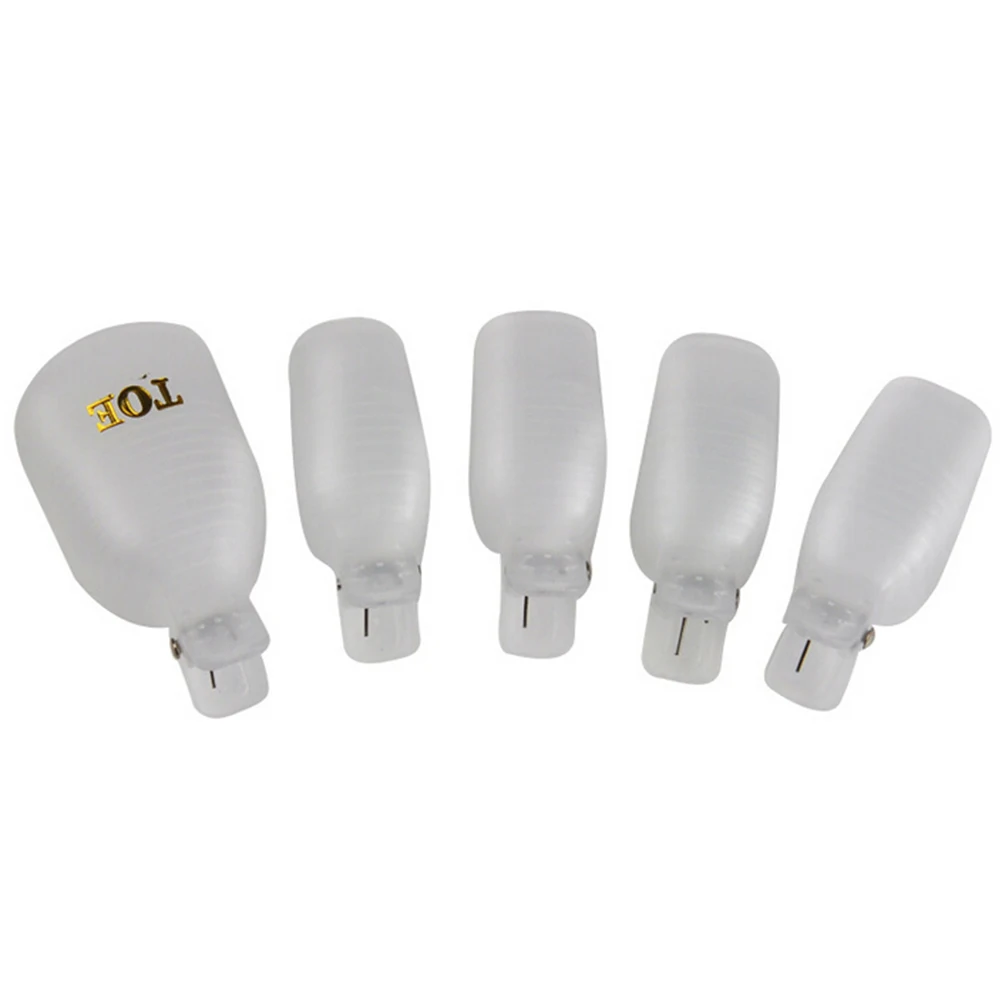 5Pcs UV Gel Plastic Foot Toe Nail Art Soak Off Cap Clip Polish Remover Wrap Tool