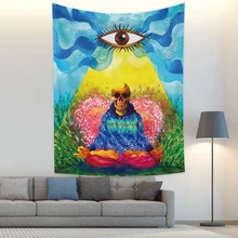 

Color Skeleton Meditation Tapestries Mandala Witchcraft Wall Carpets Psychedelic Tarot Card Home Wall Decor Blanket