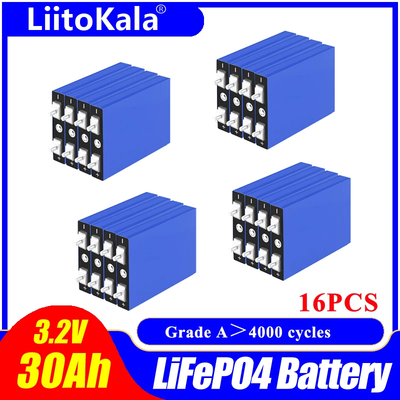 LiitoKala 3.2v 50ah LiFePO4 Cells High 3C 150A Discharge Current Bateria  for Diy 12v Ebike