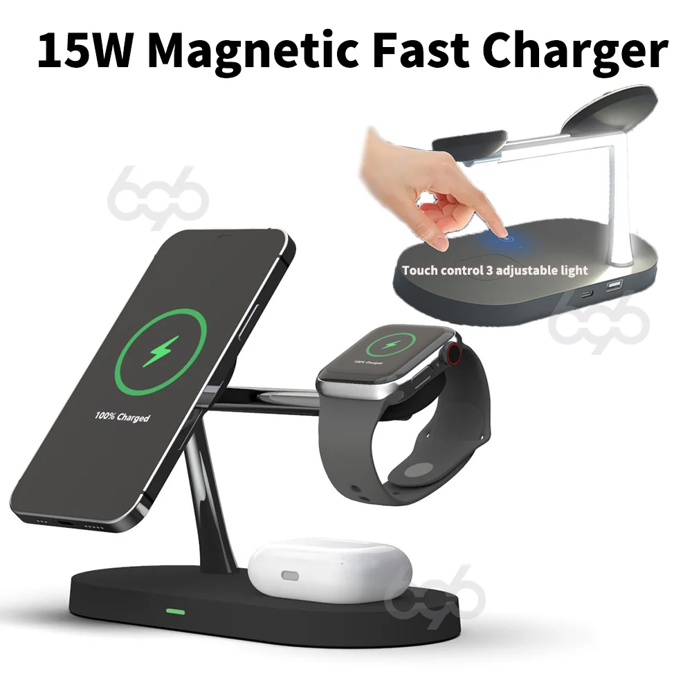 15W 5 in 1 Qi Fast Wireless Charger For iPhone 13 12 Mini Pro