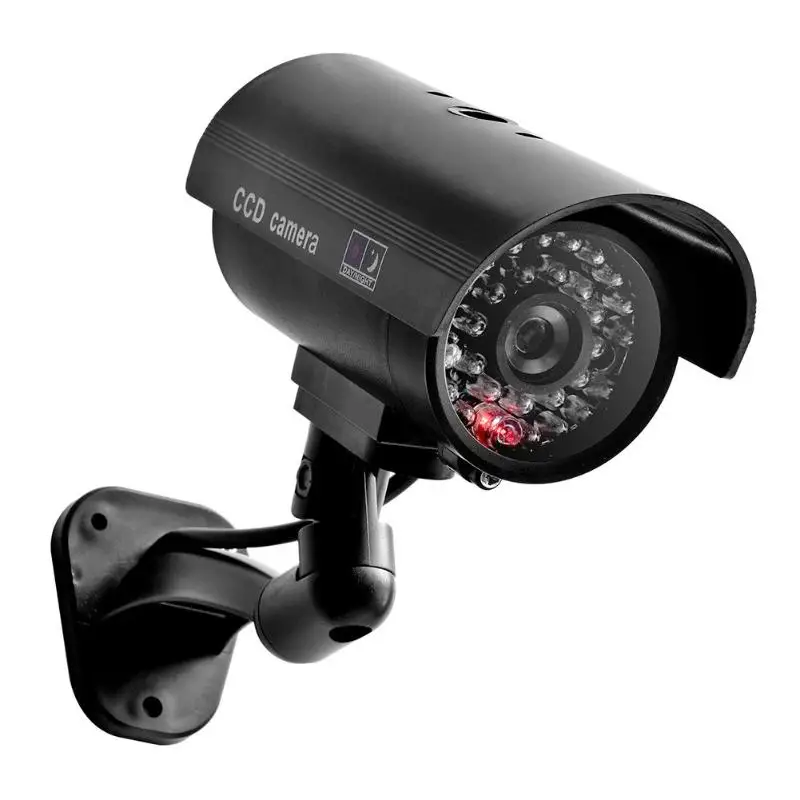 

Outdoor Dummy Camera Bullet Fake CCTV Security Camera ABS Engineering Plastic Bracket with Flashing Red LED Light 160x124x85mm