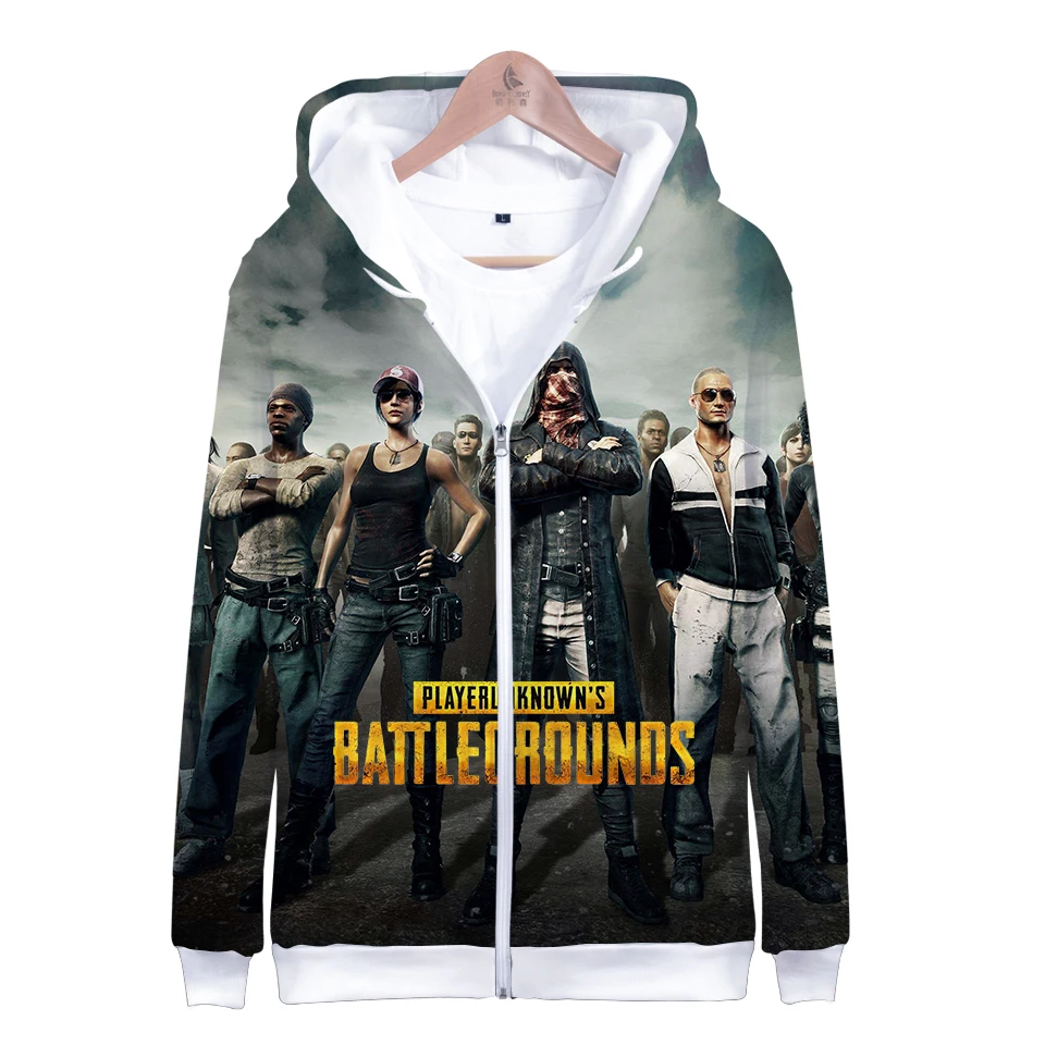 

2019 Casual 3D Print Pop PUBG Hoodies Men Women Hooded Boys/girls Zipper Sweatshirts 3D Zipper PUBG Hoodies XXS