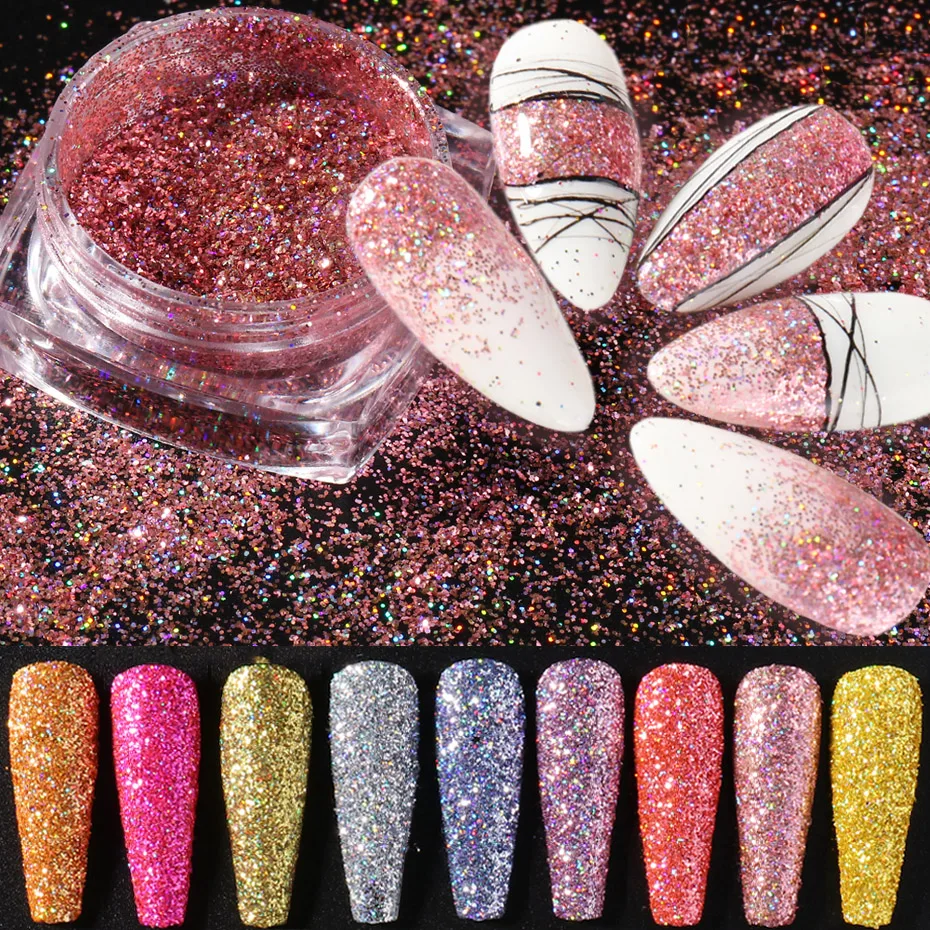 Блестящий лазерный Хамелеон для ногтей блестящий порошок Гель лак окунающая