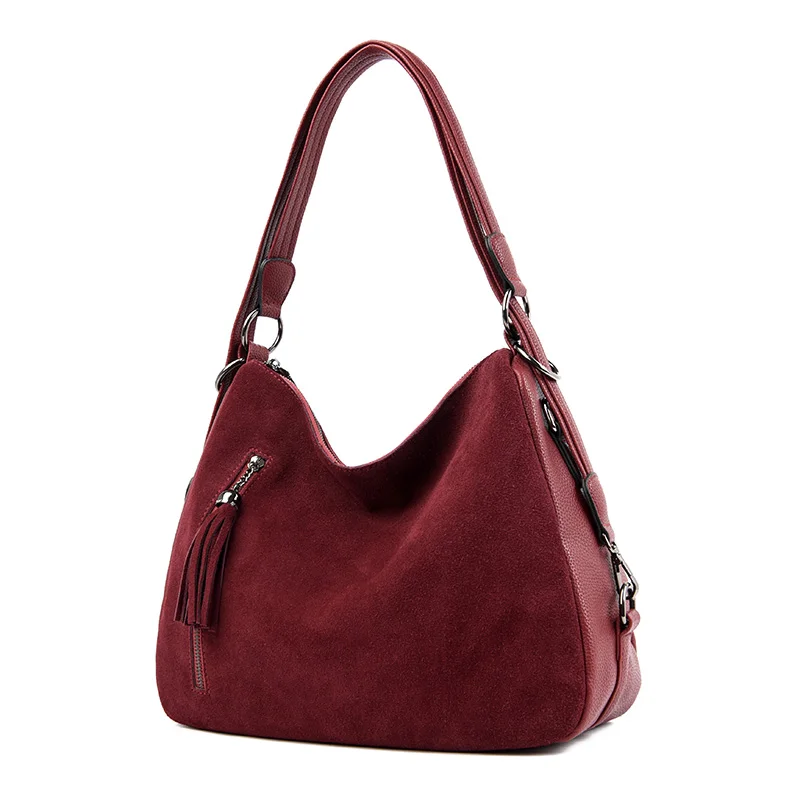 Женские сумки из натуральной замши, женские сумки, дизайнерские женские сумки на плечо, женские сумки с кисточками, сумки с верхней ручкой, красные сумки