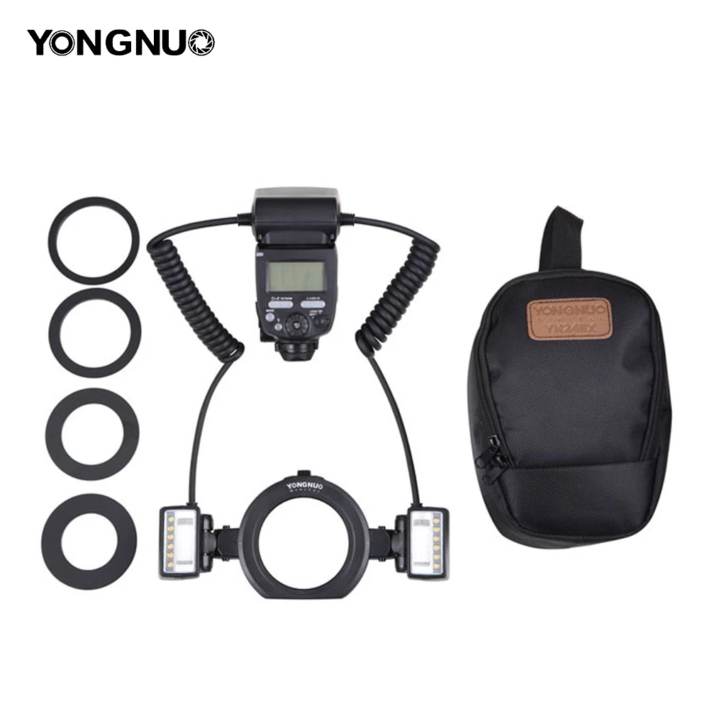 YONGNUO YN24EX YN24 EX Кольцевая вспышка для макросъемки E-TTL Вспышка Speedlite с 2 шт. головками для вспышки 4 шт. переходные кольца для камер Canon EOS