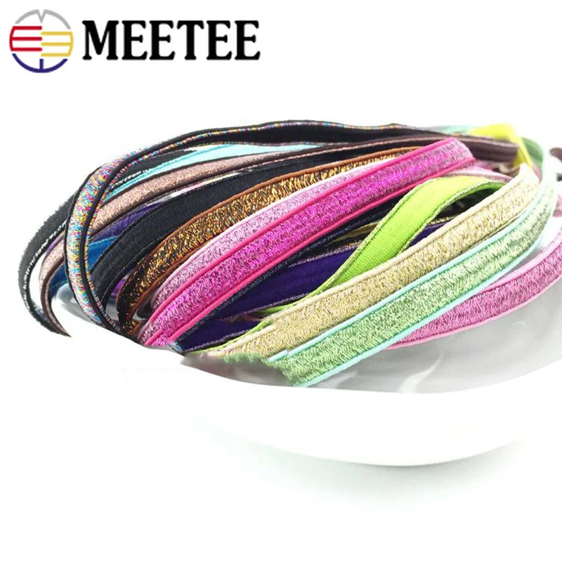 

Meetee 10M 6mm Colored Bright Silk Elastic Rubber Band Manual Headwear Decor Elastic Band Rope DIY Shoelace Sewing Accessories