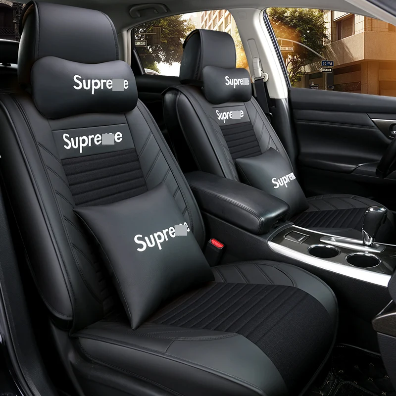 Full Coverage PU Leather car seat cover flax fiber auto seats covers for Ford fiesta focus mondeo ecosport kuga edge explorer