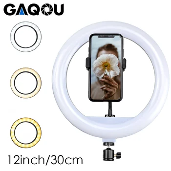 

12" 30cm Photography LED Selfie Ring Light Dimmable Lamps Camera Photo Lamp with Phone Holder For Youtube Live Makeup Studio VK