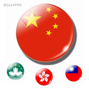 

China Flag Refrigerator Magnets Hong Kong, Macao, Taiwan 30mm Glass Fridge Magnet Souvenir Gift Magnetic Sticker Home Decoration