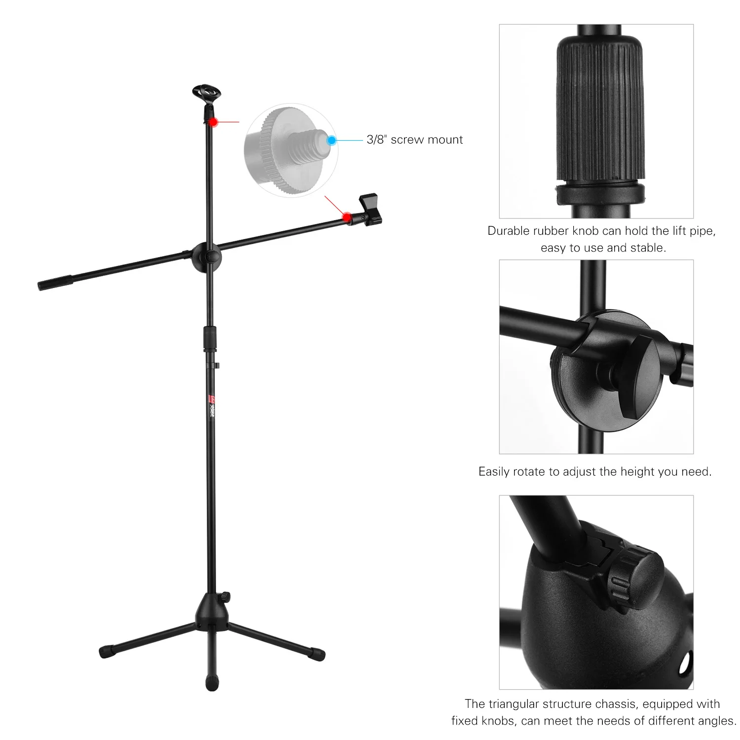 Adjustable Collapsible Mic Stand Live Voice Tripod Microphone Stand With  Boom Arm 2 Non-slip Mic Clip Holders - Electric Instrument Parts   Accessories - AliExpress