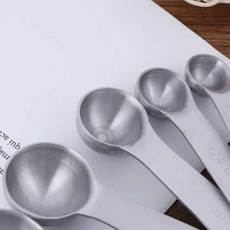 6pcs/set Measuring Spoons Stainless Steel Seasoning Coffee Tea With Scale Bakery