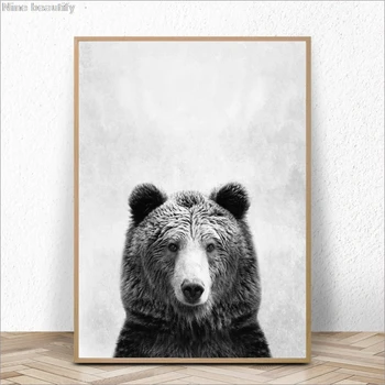 

Black and White Bear Wild Animal Wall Art Bear Picture Canvas Painting Photo Canvas Print and Poster Home Room Art Wall Decor