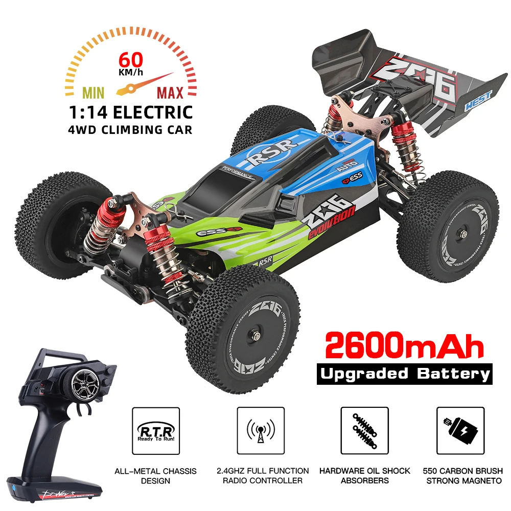 WLtoys 144001 2.4G Racing RC Car Competition 60 km/h Metal Chassis 4wd Electric Formula Remote Control Toys for Children | Игрушки и