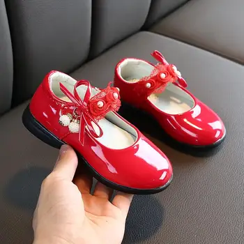 

New Kids Shoes Childrens Girls shoes for School student Leather Shoes Black Red White Pink 3 4 5 6 7 8 9 10 11 12 13 14Year