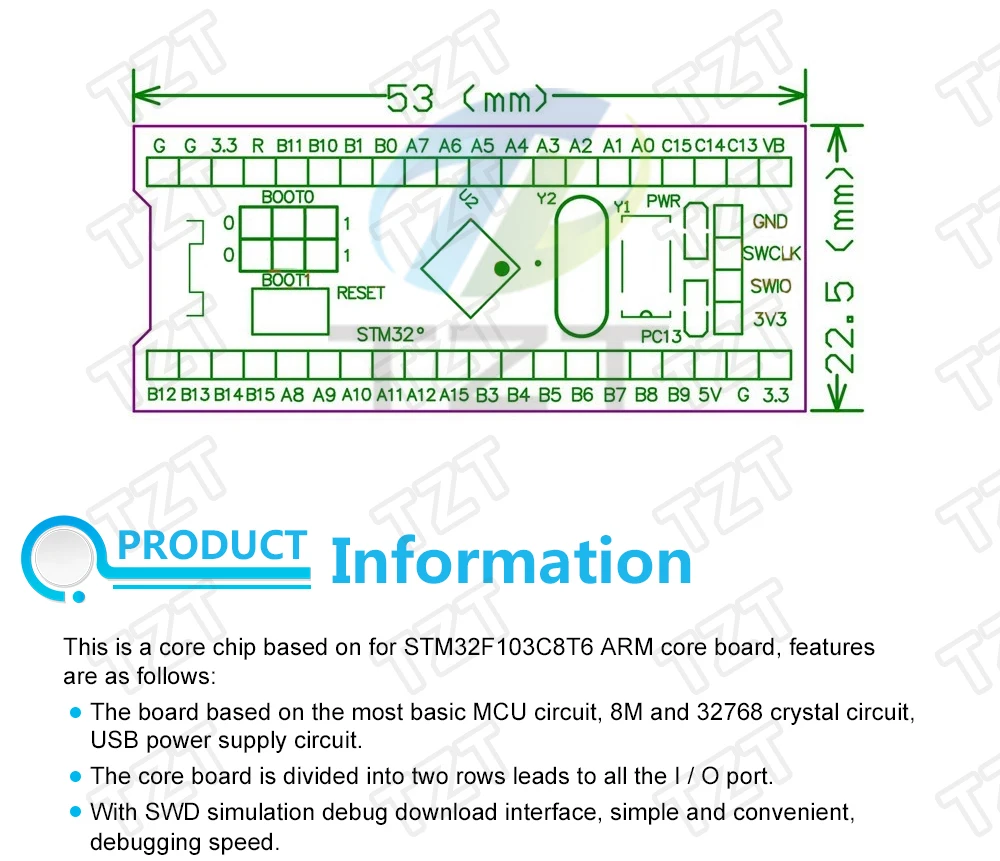 TZT STM32F103C8T6 ARM STM32 Минимальная Системы развитию STM модуль для arduino