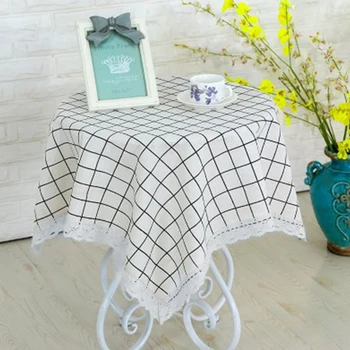 

Plaid Decorative Linen Tablecloth With Tassel Waterproof Oilproof Thick Rectangular Wedding Dining Table Cover Tea Table Cloth