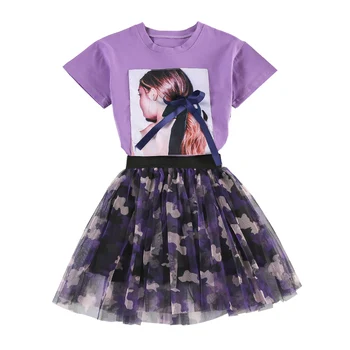 

2pc New Style Dress set Summer Dress Children Clothing Fashion Princess Dress Design Girls Clothing Set 2 4 6 8 10 11 14 Years