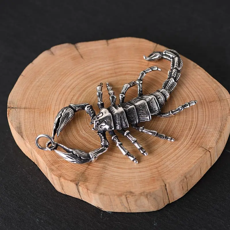 Настоящее серебро 925 проба скорпион подвески с изображениями животных для мужчин винтажный тайский серебристый кулон ювелирные аксессуары без цепи