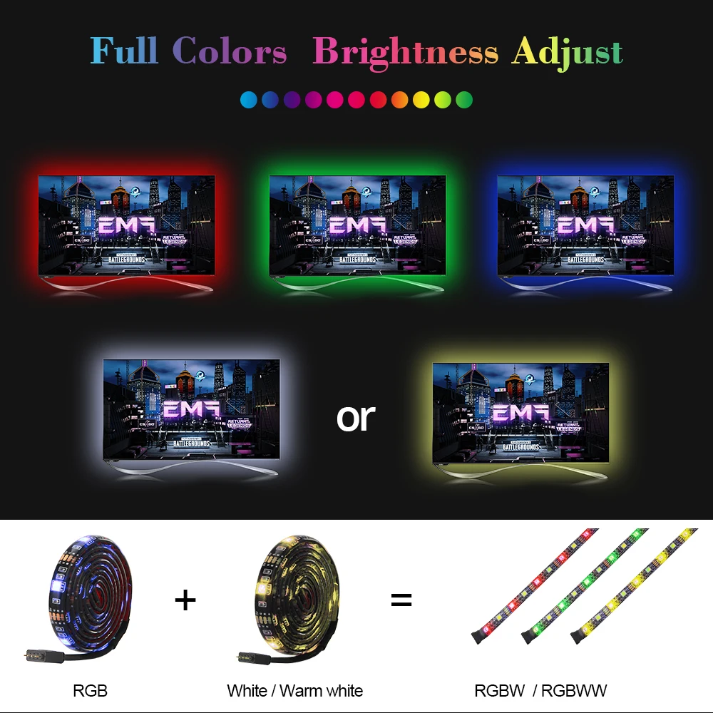 USB Светодиодная лента 5050 RGB гибкий светодиодный светильник DC5V RGB+ белый цвет сменный Настольный Декор экран ТВ фоновый светильник ing