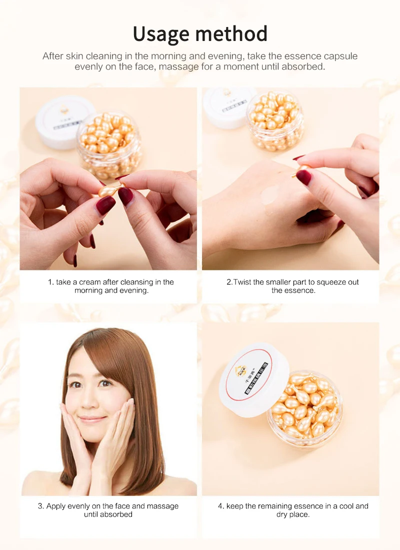 30/50/60/100Pcs Hyaluronic Acid Capsules Serum VE Anti-aging Spot Acne Remover Whitening Face Cream Anti-Wrinkle Serum TSLM1