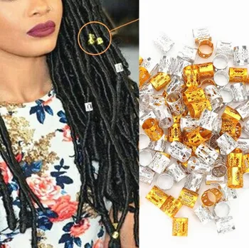 

100 PCS/Set Adjustable Dreadlock Beads Tube Ring for Braids Hair Beads Braid Cuff Clip Cute Hair Accessories 2020