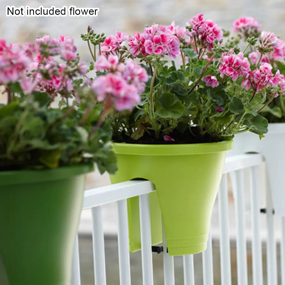 Flowerpot Easy Install Balcony Railing Garden Multipurpose Drainage Hole Vertical Home Space Saving Plant Pot Bridge Hanging