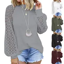 

Classic Autumn Blouse Long Sleeve Comfy Loose Fit Crewneck Autumn Blouse Women T-shirt Casual Blouse