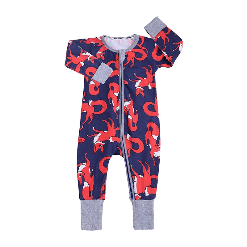 Одежда для маленьких мальчиков и девочек; комбинезон с длинными рукавами для малышей; хлопковый комбинезон для новорожденных; Одежда для младенцев; нарядные комбинезоны - Цвет: fox