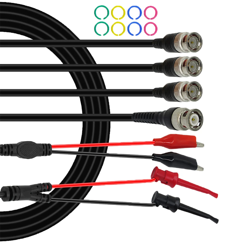 Cleqee BNC Adapter Male to Male/Alligator Clips/Mini Grabber Test Leads Probes For Oscilloscope