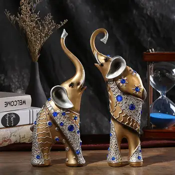 

2pcs/Set Artificial Resin Elephant Crafts Mother and Child Decoration Home Living Room European Decorative Elephant Decoration