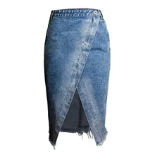 Синяя джинсовая облегающая юбка женская летняя повседневная модная цельнокроеная юбка с завышенной талией рваные джинсы Midi юбка-карандаш Jupe Femme