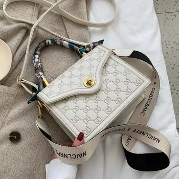 

2020 Autumn New Arrival Embossed Wide Shoulder Strap Single Shoulder Bag Fashion Handbag All Match Crossbody Bag Soft PU Leather