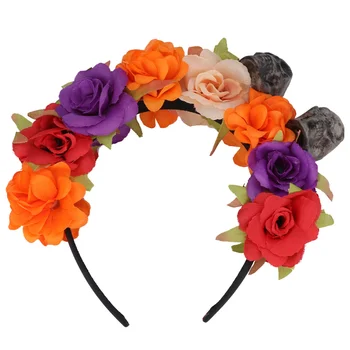 

1pc Flower Hair Hoop Colorful Floral Headpiece Flower Headband Floral Garland Halloween Costume for Halloween Cosplay Wedding