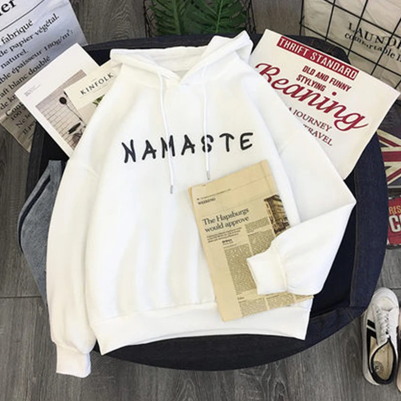 Толстовка плюс бархат утолщение с капюшоном Женская свободная Студенческая волна ins вышитые пальто одежда толстовка уличная Размер