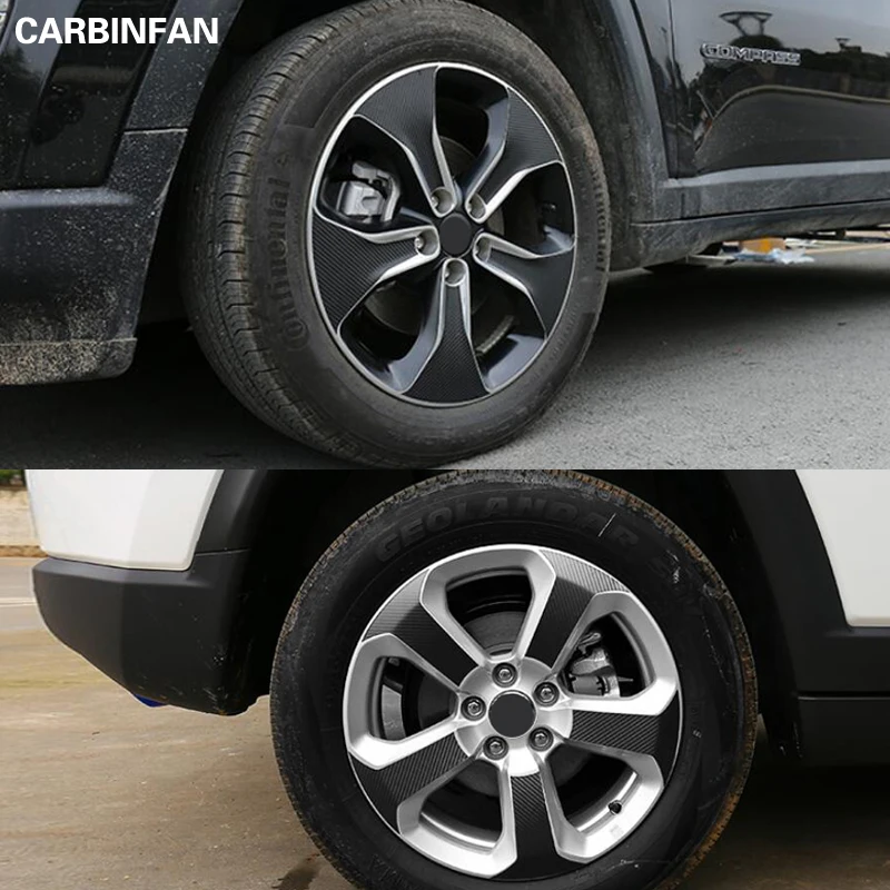 

17 18 inch CAR STYLING ACCESSORIES CARBON FIBER TEXTURE WHEEL RIM STICKERS BODY DECAL FOR JEEP COMPASS 2017 2018 2019